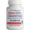 Serra-125k תוספת כוח Serrapeptase 125,000 SPU, 90 קפסולות טבעוניות, נדחה, Enzymes מערכתית, תומך סינבוסים בריאים מערכת החיסון בריאה, Non-GMO ו- All-Naturalalalal-Naturalalal.