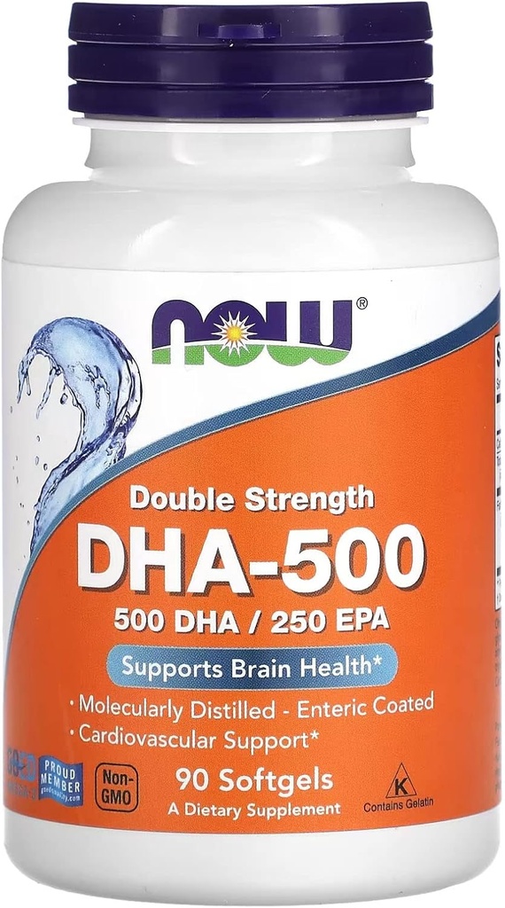 עכשיו תוספי מזון, DHA-500 עם 250 EPA, מולקולארי דיחו, תומך בריאות המוח *, 90 Softgels