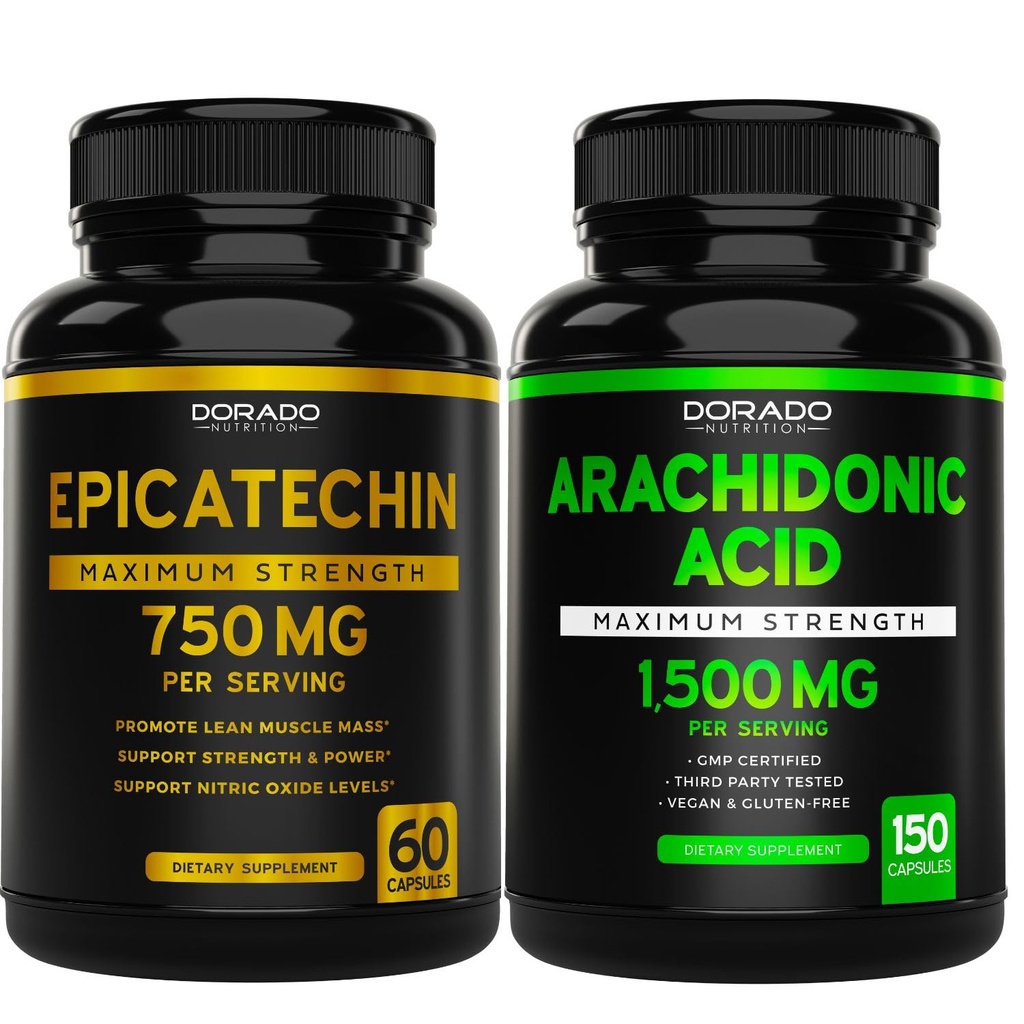 DORADO NUTRITION Epicatechin לחלץ 750 מ"ג פרי - (120 קפסולות) ו Arachidonic Acid תוספת 1500 מ"ג (150 קפסולות)