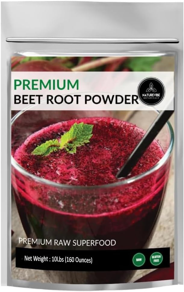 Naturevibe הבוטנים Premium Beet Root אבקת, 10lbs | Raw and non-GMO | Bulk Bag (160 אונקיות)
