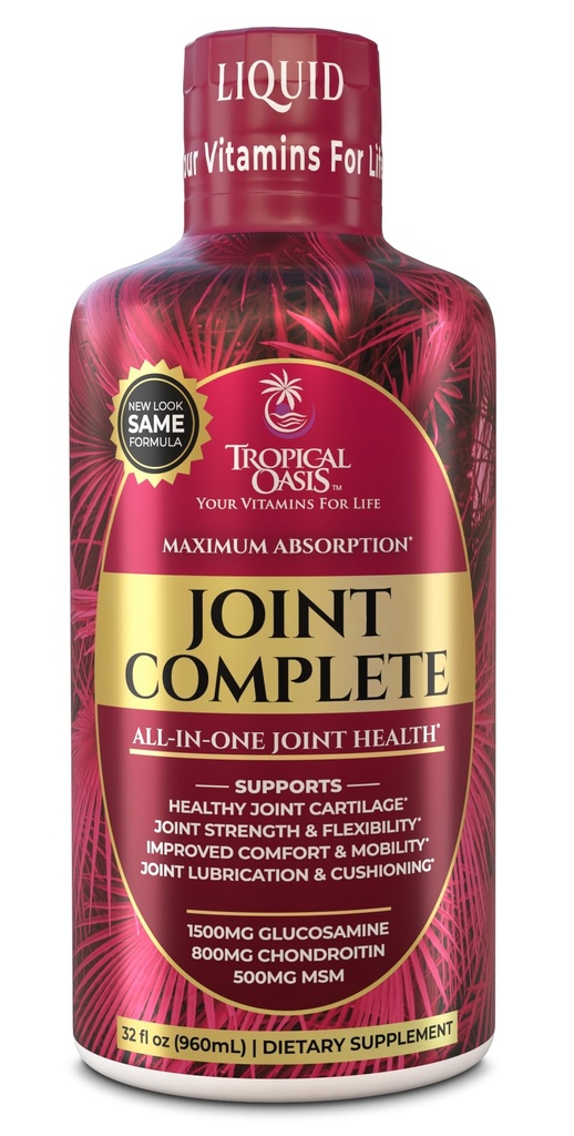 תוסף Joint Complete Premium-נוזלי משותף w/Glucosamine, Chondroitin, MSM, Hyaluronic Acid - for Bone, Joint Health - 96% Max Absorption - 32oz, 32 servvvvvonic Acid - עבור העצם, בריאות משותפת - 96