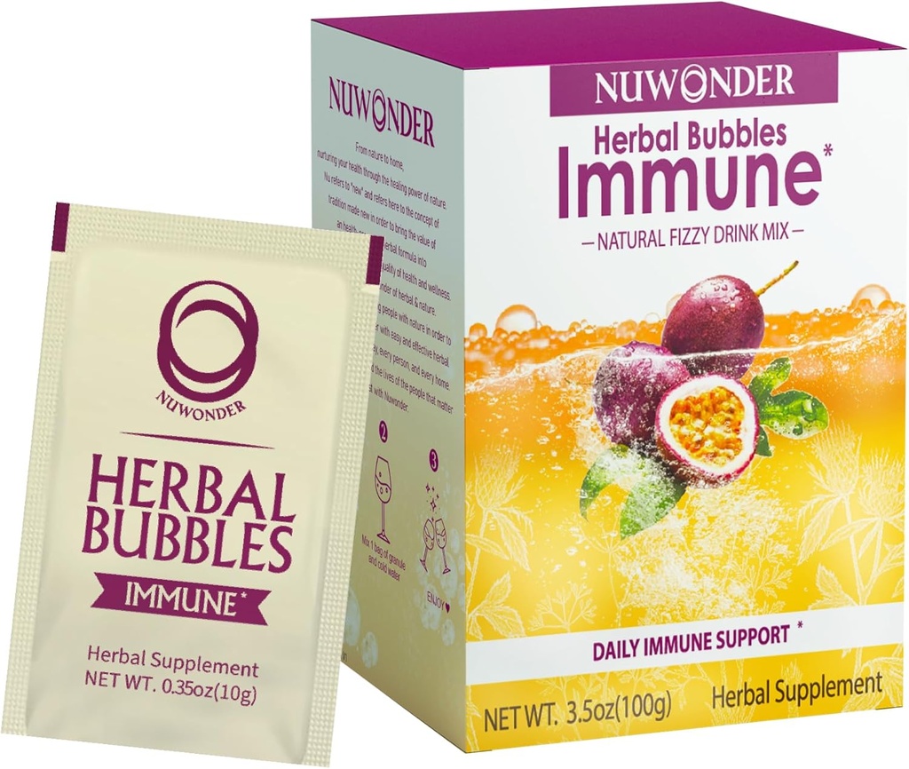 Immune Booster Fizzy Drink Herbal תוסף עשוי עם Astragalus, ג'ינג'ר, Jujube, Atractylodes, Passion Fruit, No Artificial, 10packs (Extra 1 Bags)