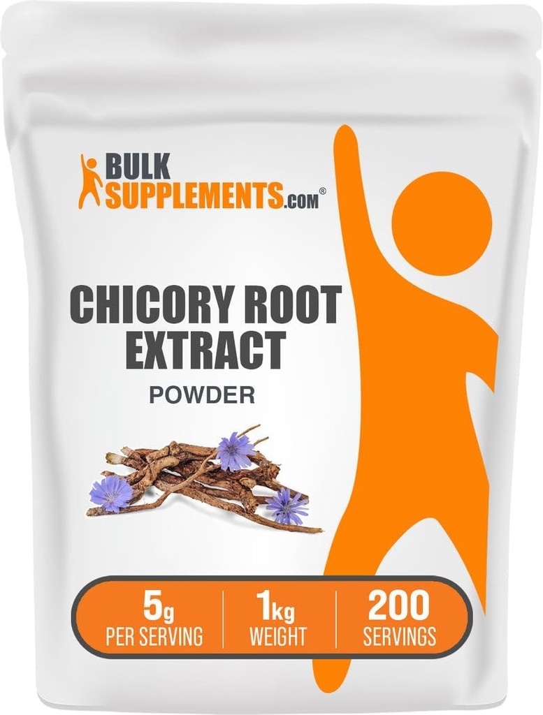 BulkSupplements.com Chicory Root Extracta - אבקת שורש צ'יקורי, תוסף סיבים - טבעוני וגלוט חינם, 5g לכל המשרת, 1kg (2.2 lbs) (Pack of 1)
