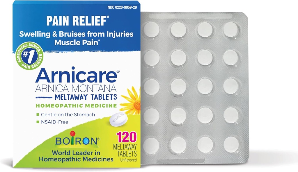 Boiron Arnicare Tablets for Pain Relief from Pain, Soreness משותף, Swelling fromפציעות או Bruises - 120 Count