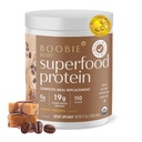 Boobie Body Superfood Pregnancy ו Postpartum Meal החלפת Shake, קפה קארמל פלאמור | 19g חלבון | בטוח עבור Lactation & Motherhood | אורגני, טבעוני, Zero Sugar, 1 Tub (20 משרתות)