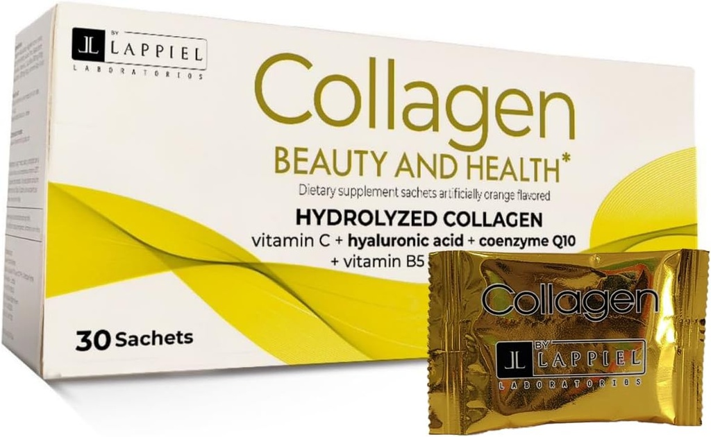 hydrolyzed Collagen Peptides 30 אבקת Packets עם ויטמין C (1000 מ"ג) ו Hyaluronic Acid, זה תומך שיער, עור, ציפורניים ופרקים, כתום פלאמור, 30 משרתים