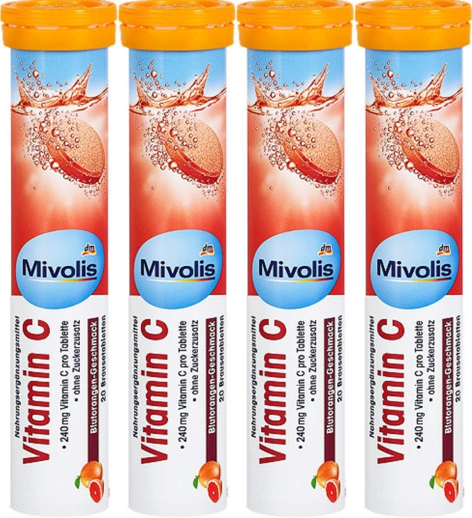 Mivolis ויטמין C effervescent טבליות - תוספי תזונה 4 Packs x 20 PCs