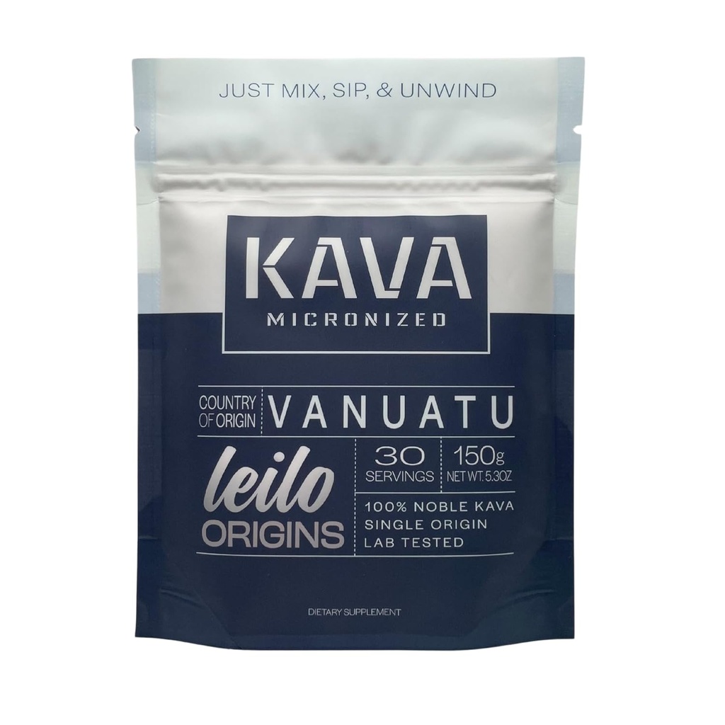 Leilo Instant Mix Micronized Kava אבקה | מתוך Vanuatu | Just Mix & Serve to Support Stress and Promotelaxation (150 גרמים | 30 משרתים)