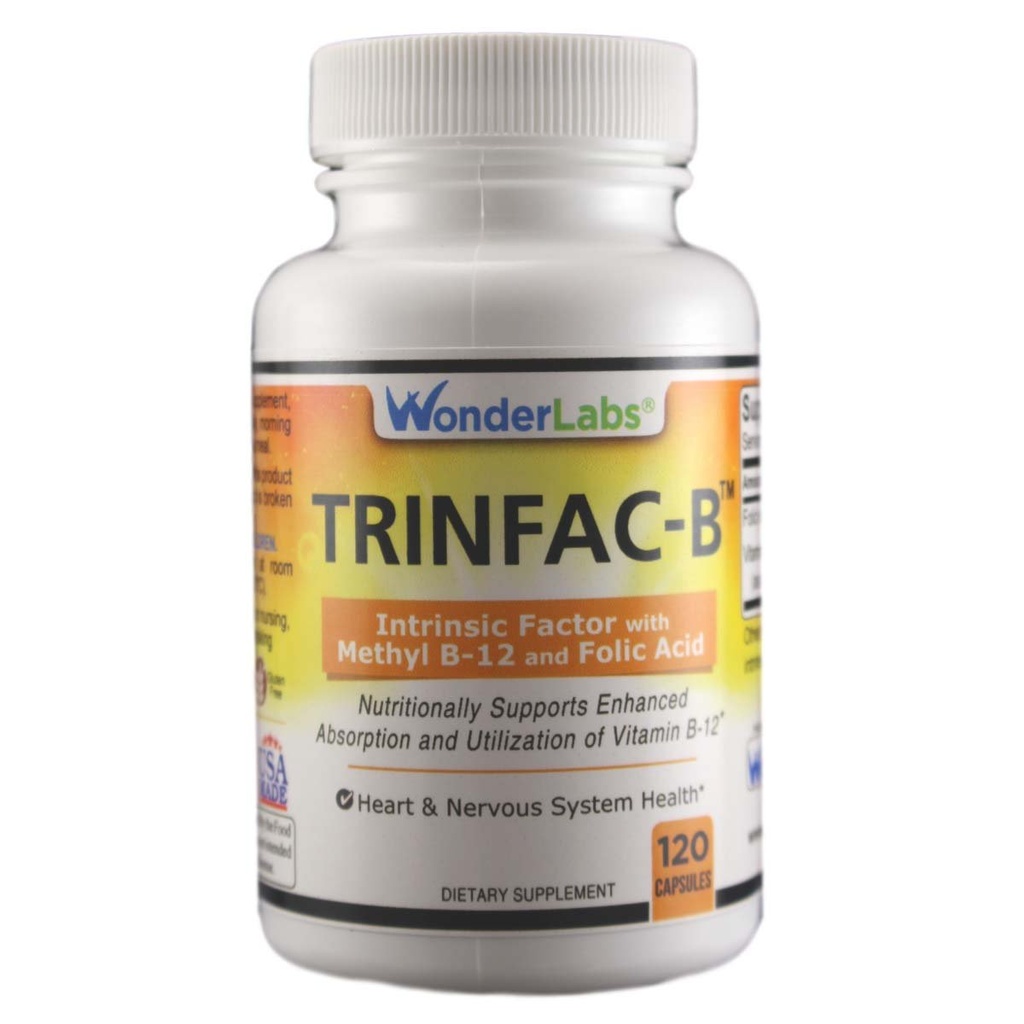 Wonder Laboratories Intrinsic Factor עם Folic Acid ו ויטמין B-12 1000mcg - 120 קפסולות