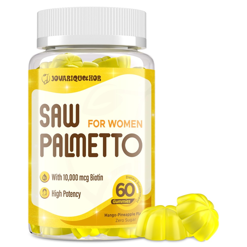 Saw Palmetto for Women - DHT Bloer Hair growth growth Supplement - 500 מ"ג פוטנט ראה חניכיים לשיער, עור, ציפורניים, Urinary Wellness - מנגו-Pineapple Flavor - 60 מסטיקנים