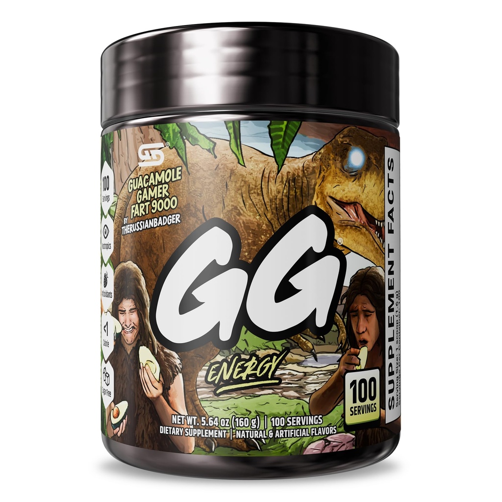 Gamer Supps GG® אנרגיה - Guacamole Gamer Fart 9000 על ידי The RussianBadger (100 משרתים) - Keto Friendly Gaming Energy and Nootropic בלנדר, Sugar Free + Organic Caffeine + ויטמינים, אבקת שתיית משקאות אבקת