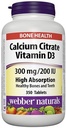 Webber Naturals Calcium Citrate ויטמין D3, 300 מ"ג / 200IU High Absorption, 350 טבליות