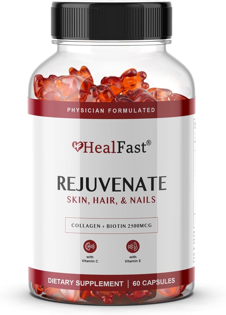 HealFast rejuvenate ויטמין ומינרל מסטיקמי תוסף - Collage Gumnmies + ויטמינים, ביוטין, ו- Zinc - Anti Aging Beauty & Skin תוספת קלינית-Studied & Physician פורמולה - 60 הרוזן הרוזן