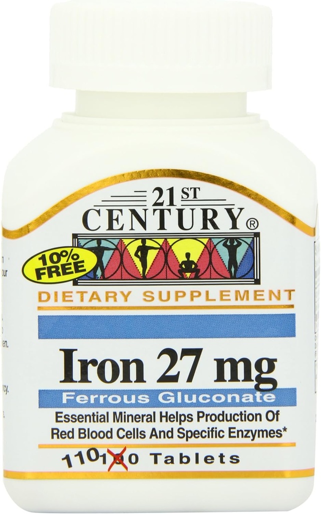 21st Century Iron 27 Mg Ferrous Gluconate טבליות, 110 הרוזן (Pack of 2)