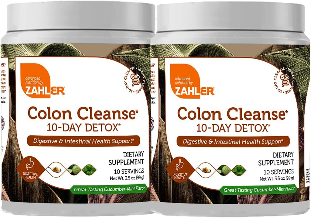 Zahler הקולקציה 10 ימים Detox ניקויse - Cucumber Mint Flavor - Herbal Digestive Wellness - קולן ניקוי ודוקס עבור תנועת Bowel, Body Detox, Digest Aid for Women and Men - 3.5 oz (2 Pack)