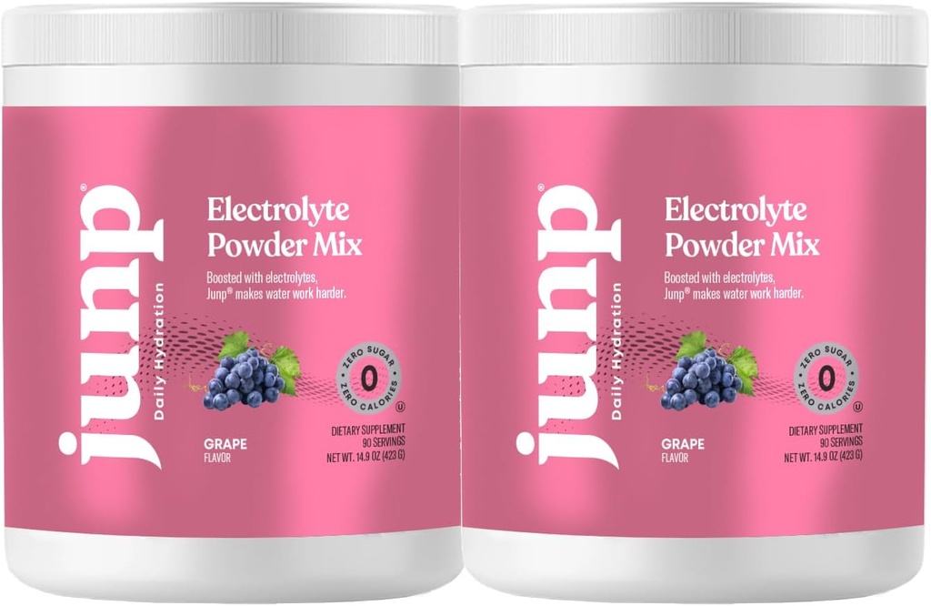 אבקת JUNP אלקטרוליטים No Sugar No Carbs - Vine Ripened Grape Infused Drink - Potassium & Salt Electrolyte hydrotion אבקת Zero Calorie Sugar Free Electrolyte אבקה,180 משרתים