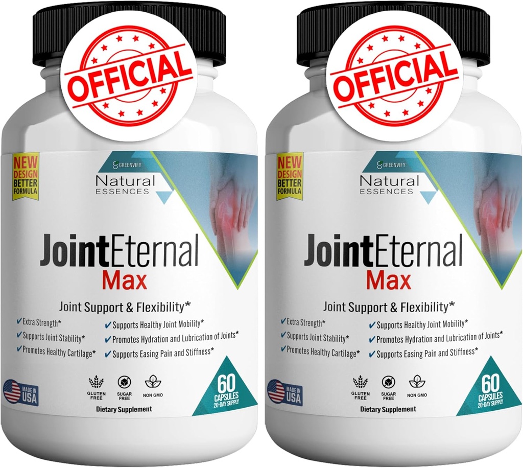 ה- Eternal Max Natural Essences Natural Joint Support Supplement, 60 קפסולות 20 ימים אספקה, Gluten Free, Sugar Free, Non-GMO, Made in USA (2)