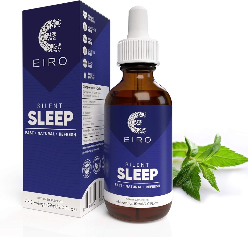 EIRO Silent Sleep │ ­ ­ ­ ­ ­ ­ ­ ­  liquid All Natural נוזל Sleep Aid Remedy, with Melatonin, L-theanine, Chamomile Flower & more │ Superior Absorption │ Fast) Natural
