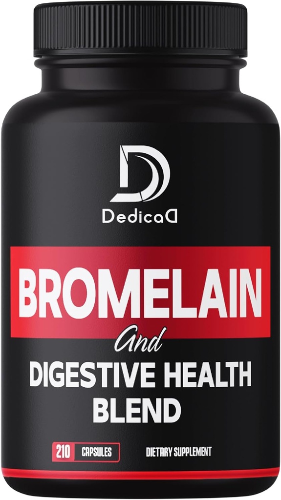6in1 Bromelain 500 מ"ג תוספת - 1000 מ"ג לכל המשרת - 210 קפסולות עם תערובת בריאות העיכול כמו Quercetin, ג'ינג'ר, Turmeric, Papaya - תמיכה בסך הכל בריאות, העיכול ומערכת החיסון
