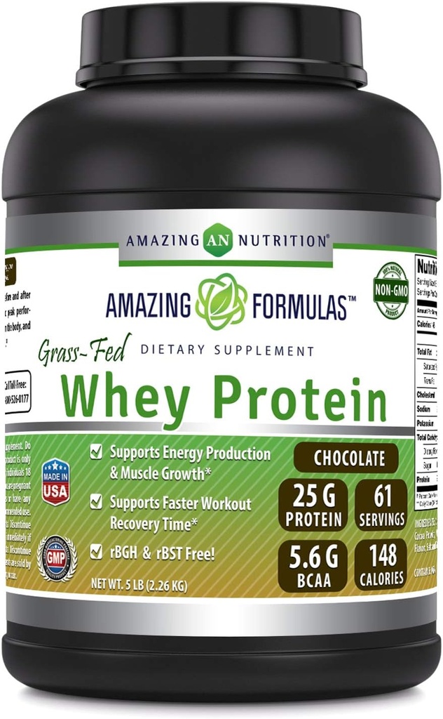 פורמולה מדהימה Grass-Fed Whey חלבון תוסף | שוקולד פלאמור | 25 G חלבון Per Serve | Non-GMO | Gluten-Free | Made in USA