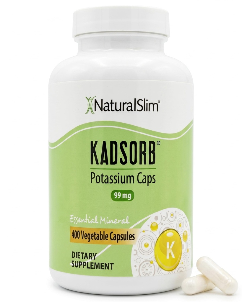 NaturalSlim Natural Potassium Citrate Gluconate 99 מ"ג - קדיסורב תומך אלקטרוליטה Balance & pH רגיל - תוספי Potassium Absorbable עם מינרלים חיוניים - לא GMO 400 קפסולות 1 Pack
