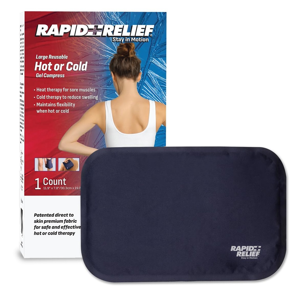 Rapid Relief Hot or Cold Gel Compress, 8x12 Ice Pack for Pain Relief Injury