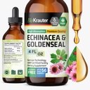 BIO KRAUTER Echinacea ו-Goldenseal Root נוזל לחלץ - תמיכה טבעית Immune - Echinacea טיפות עם Goldenseal - טבעוני, אלכוהול וסוכר חינם Tincture - 4 Fl.Oz.