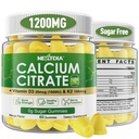 Calcium Citrate Gummies 1200 מ"ג עם ויטמין D3 K2, תוספת Chewable Calcium עבור נשים וגברים, תמיכה בפוטנטיות גבוהה B0ne, Te *th, כוח ובריאות החיסון, מנגו פלפור, non-GMO, סוכר חינם, 120 Cts