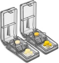 JohnBee 2PCS Pill Cutter for Small or Large Pills - The Best Multiple Pill Splitter Ever - Design in the USA - Doubles as a Tablet Box - Not Fit for Tiny Pills (Gray)