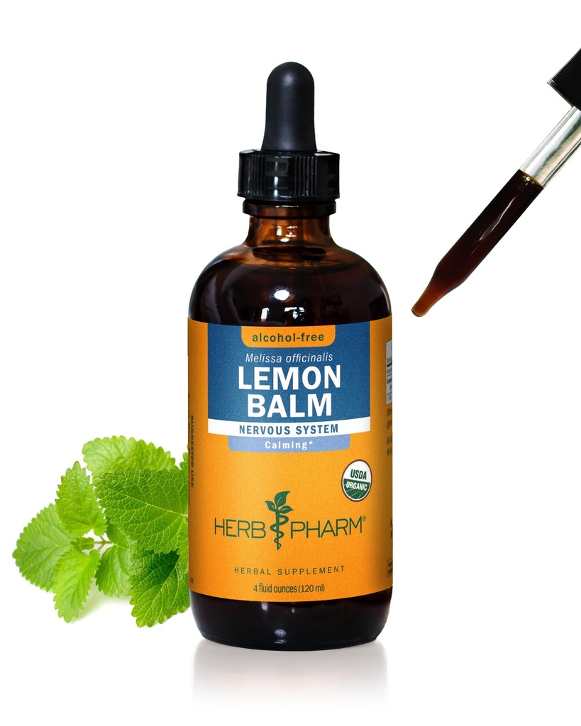 Herb Pharm מוסמך לימון Balm נוזל לחלץ תמיכה מערכת העצבים, אלכוהול חינם Glycerite, 4 Ouncece