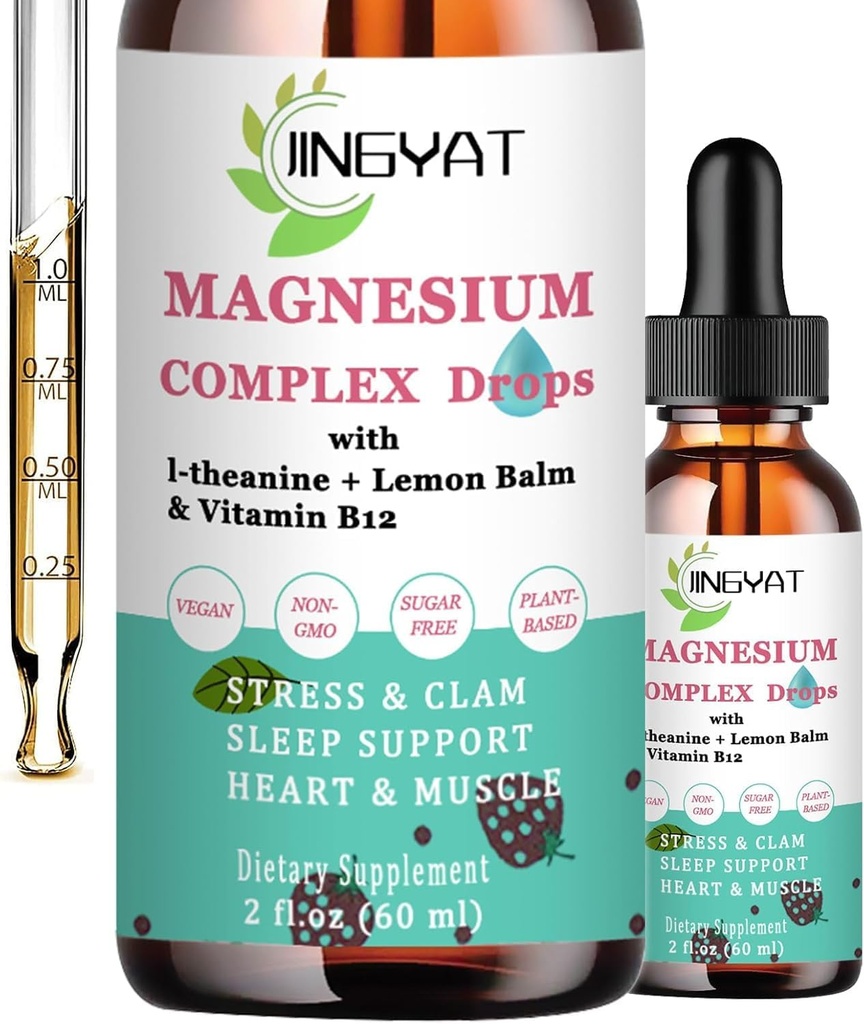 5-in-1 Magnesium Drops - 1000 מ"ג של Magnesium Glycinate, L-Threonate, Citrate,Taurate,Malate and l-theanine - High Absorption Magnesium נוזל
