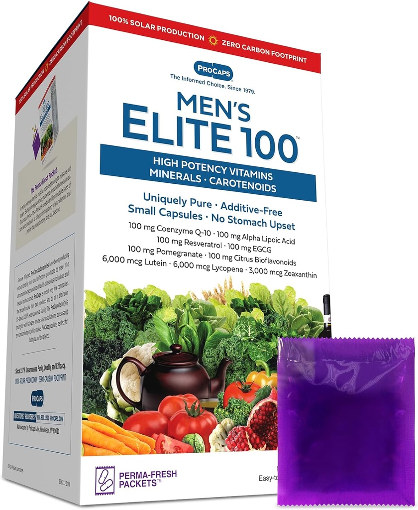 ANDREW LESSMAN Multivitamin-Men's Elite 100 30 Packets - Foodsents Plus 100 מ"ג כל אחד של Coenzyme Q10, Alpha Lipoic Acid, Resveratrol, EGCG, Pomegranate, Citrus Bioflavonoids. אין תוספת