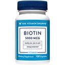 ויטמין Shoppe Biotin 5,000MCG, תמיכה במטבוליזם מזינים לשיער בריא, עור בריא וציפורים חזקות, ייצור אנרגיה (120 קפסולות)