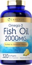 Carlyle Fish אומגה 3 תוספי מזון | 2000mg | 320 Softgels | EPA & DHA | 600mg Total אומגה 3 | Non-GMO, Gluten Free Pills