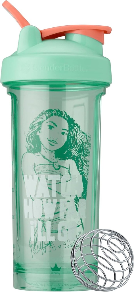 BanderBottle Disney Princess Shaker Bottle Pro Series, Perfect for Protein Shakes and Pre Workout, 28-Ounce, Watch How Far I'll Go, Moana