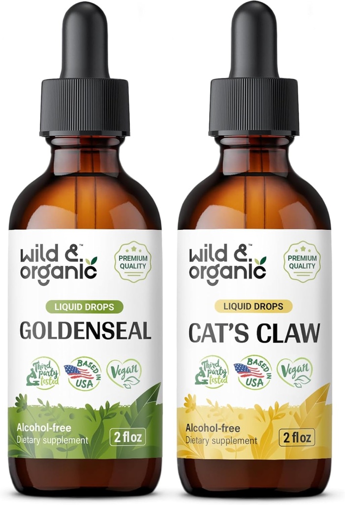 Wild & אורגני Goldenseal Tincture 2 fl oz & Cats Claw Tincture 4