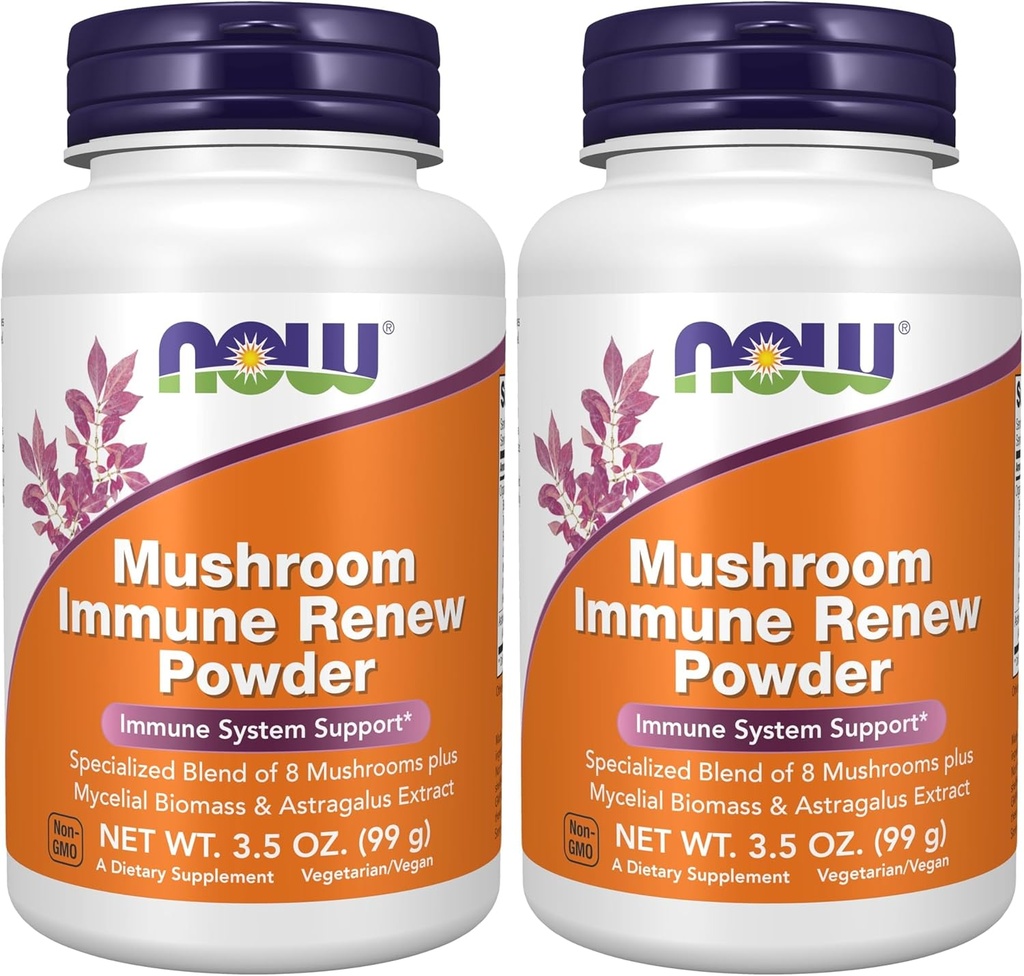 עכשיו תוספים, Mushroom Immune renew with Astragalus Root Extract, Immune System Support *, 3.5-Ounce (Pack of 2)