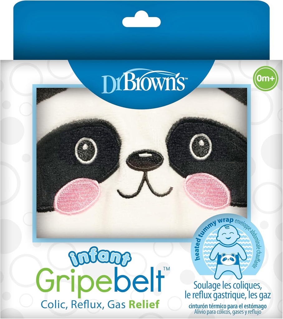 Dr. Brown's Baby Gripebelt Heated Belly Band, Soothe Baby's Tummy with Gentle Warmth and Compression, Panda, 0m+