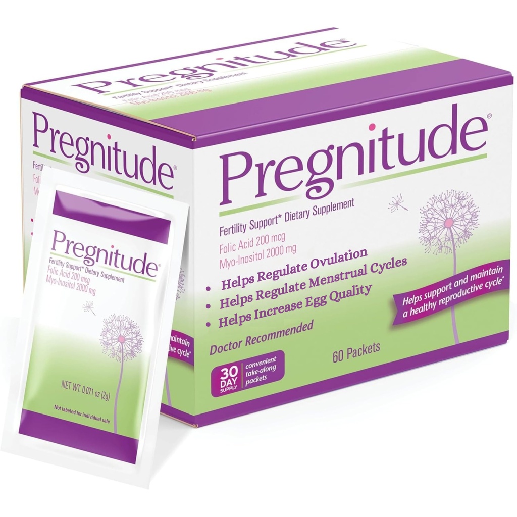 Pregnitude Reproductive פריון תמיכה - מסייעות לקדם את Ovulation רגיל - מחזורי Menstrual ולהגדיל את איכות הביצים - 30 יום אספקת 60 Packets