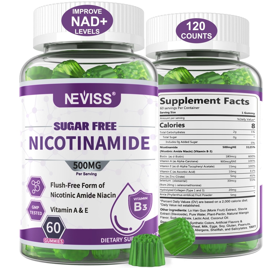 סוכר חינם Nicotinamide 500 מ"ג חניכיים, (Flush Free Niacin) ויטמין B3 Niacinamide תוסף עבור אנרגיה מטאבוליזם ותיקון, Vitality, Aging, Cranberry Flavor, קל לצ'ו, 120 Ctsssinamide תוסף עבור אנרגיה סלולריוליזם ותיקון, Vitality, Aging בריא, Cranberry Flavor, קל לצ'w, 120 Cts