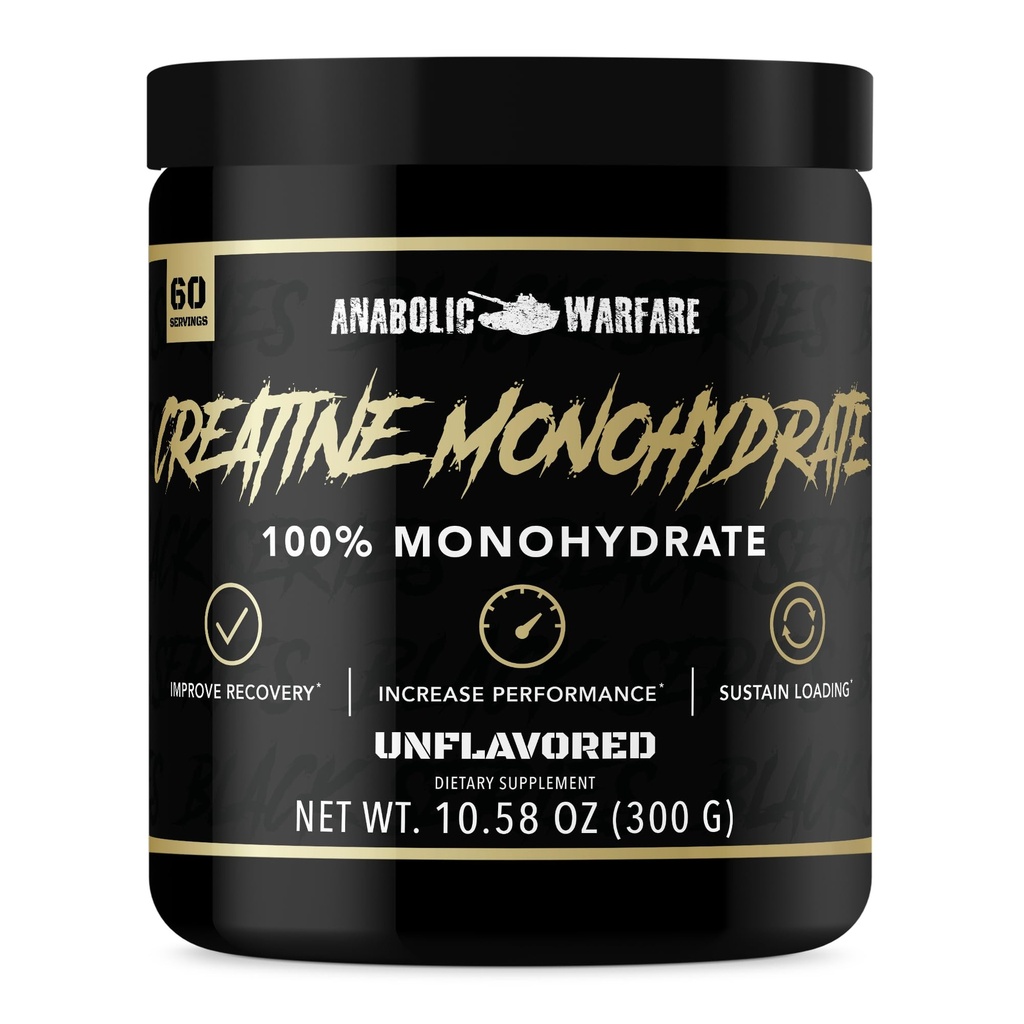 Anabolic Warfare Creatine Monohydrate, Post Workout Recovery, להגביר את הביצועים, Sustain לטעון, Premium Creatine* (60 מנות)