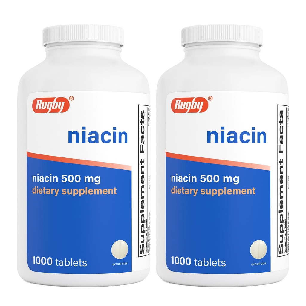 רוגבי Niacin 500 מ"ג - ויטמין B3 לגברים ונשים - 1,000 טבליות (2-Pack)