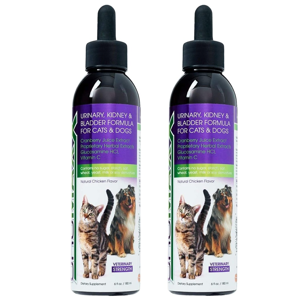 Cat & Dog Urinary Tract Treatment, Bladder & Kidney Support for Dogs and Cats, Powerful But Gentle Pet Care, with Liquid Cranberry & Glucosamine, עוף פלאמור, 6 ozבק, 2 Pack