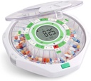 Live Fine 28-Day Automatic Pill Dispenser Frosted Lid עם LCD Display ו- Key Lock, Sound & Light for Prescriptions, תרופות, ויטמינים, תוספים ועוד