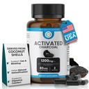 קפסולות Charcoal מופעל 1200 MG, 60 Veg Caps, 30 ימים Premium Detox & Digestive תמיכה, Gas & Bloating הקלה, אורגני קוקוס Shell Charcoal, Gut Health, ארצות הברית Made.