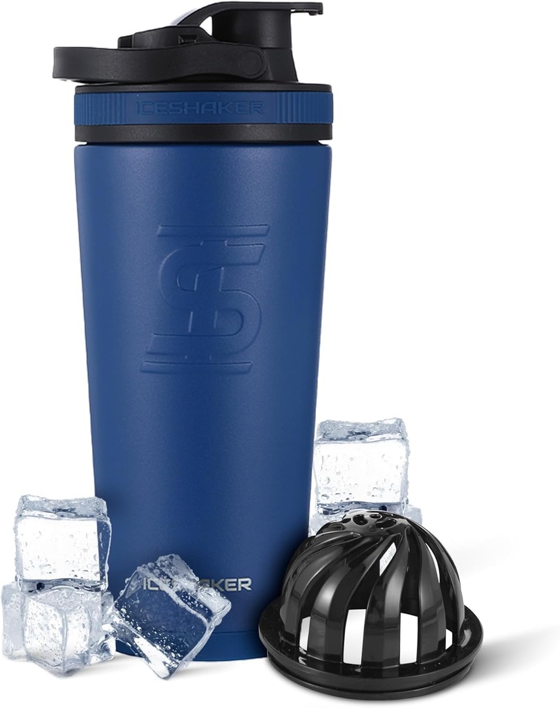 Ice Shaker Insulated Stainless Steel Shakerבק | 26oz, הצי קר במשך 30 שעות | גביע מבודד עם Twist-on Agitator