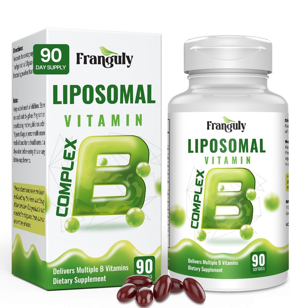 Liposomal B Complex תוכנן עבור ויטמין B גבוה עם ויטמין Choline Inositol ויטמין B1, B2, B3, B5, B6, Biotin, Folate, Methylated B12- Immune, Energy, Brain Support Softgels 90gels