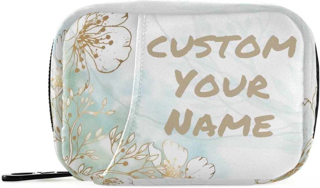 תיבת גלולת גלולות 7 Day Pill Case Bag Golden Flowersized Name Travel Pill מארגנת Bag עם Zipper Portable Weekly Case Size קומפקטי עבור תוסף ויטמין Holder