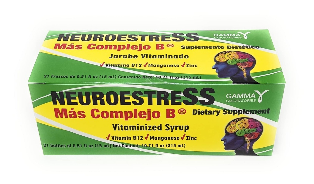 תוסף neuroestress Dietary ויטמין Syrup עם ויטמין B12, Manganase ו- Zinc 21 בקבוקים של 0.51 Fl Oz כל אחד