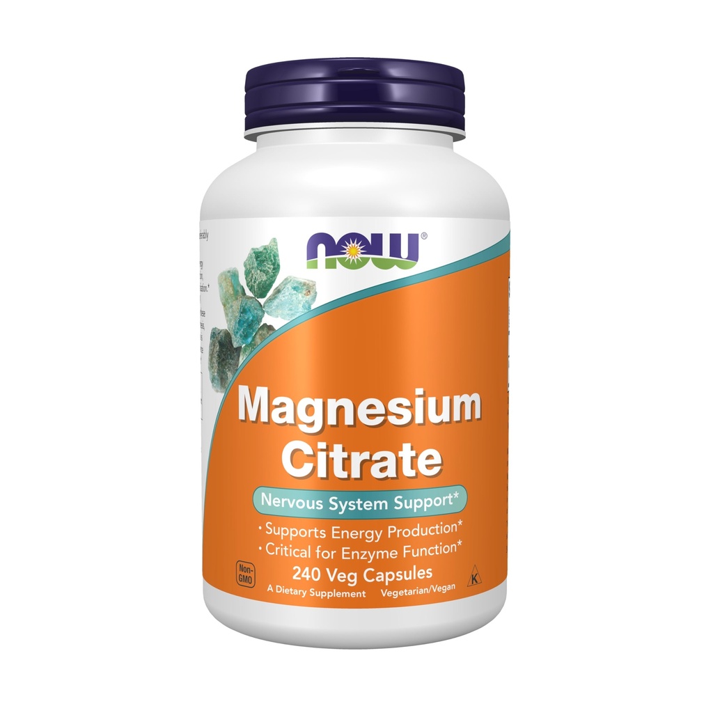 Now Foods Supplements, Magnesium Citrate, Enzyme Function*, מערכת העצבים », 240 קפסולות Veg
